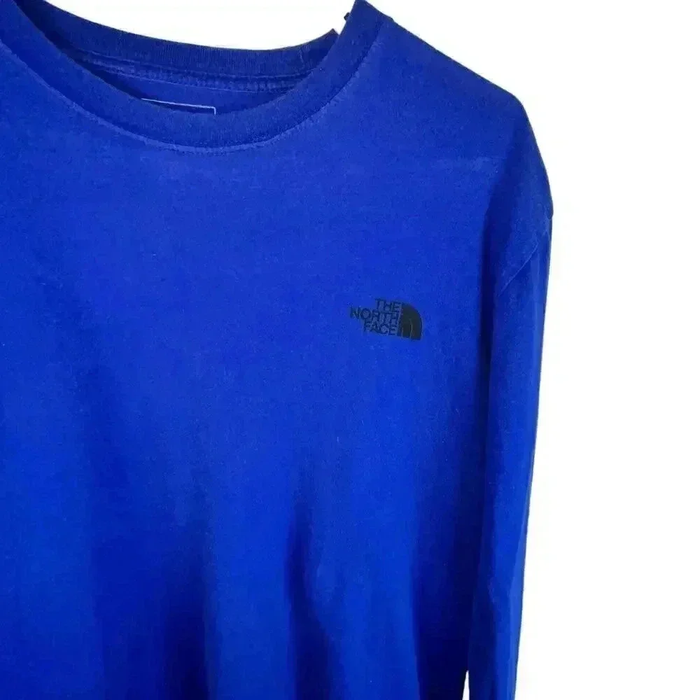 The North Face Men’s Blue Cotton Long Sleeve Back‎ Graphic Logo Medium